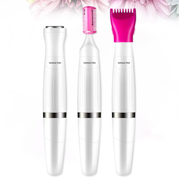 3-i-1 Elektrisk Epilator för Kvinnor Vattentät Rakapparat Kroppshår Bikini Område Trimmer Smärtfri Rakapparat (pärlvit) White