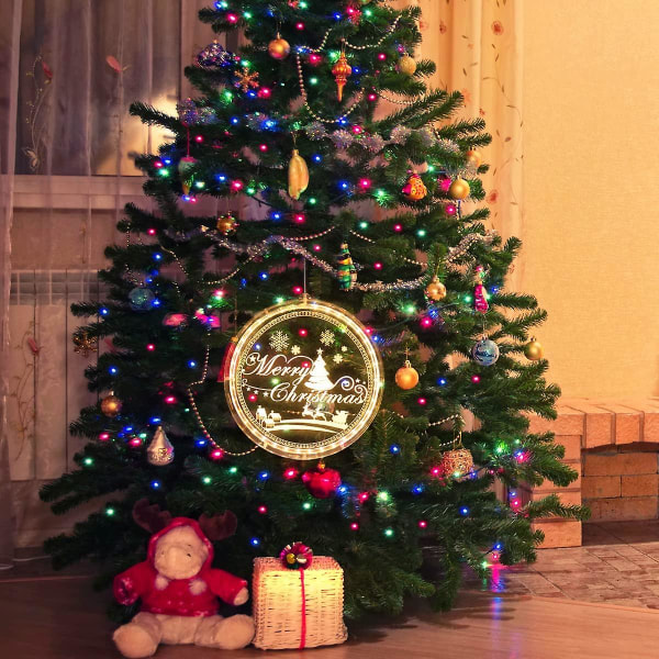 Julepynt Led String Lights Vindushengende 3d Lys Betjent Med Sugekopp Varm Hvit For Utendørs Innendørs Xmas Tree Hengelys Bedroo