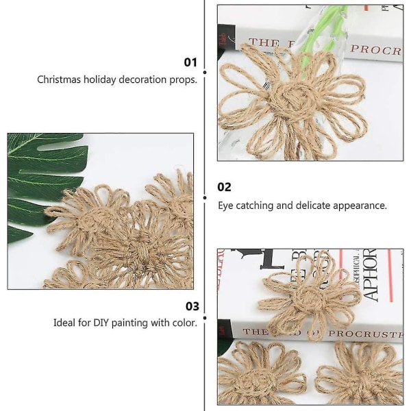 Sæt med Burlap Blomster Burlap Håndværk Hamptov Daisy Rustik DIY Håndværk Jute Linned Blomst Julebryllup Fest Dekoration 5stkbrun