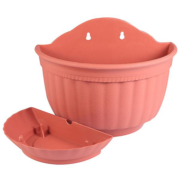 Halvcirkelformet Kunstlædermønster Europæisk Stil Væghængt Blomsterpotte Rød 13X18CM Red 13X18CM