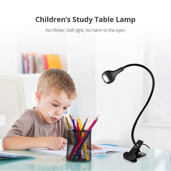 USB Oppladbar Clip-on Skrivebords LED Lampe Datamaskin Leselampe med Knapp Silver-warm Light
