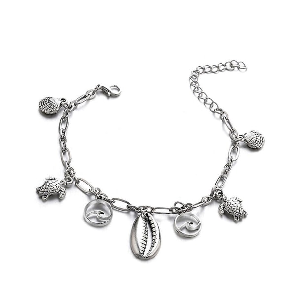 Damen Anklets Strandarmbånd Bølge Anklet Armbånd Strand Ankelarmbånd Skildpadde Anklet Strand Ankl Silver