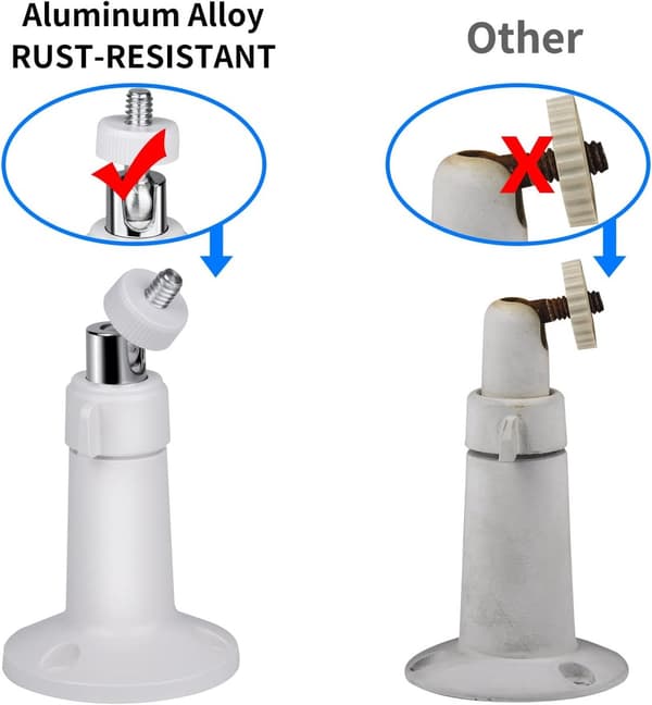 360° justerbart väggfäste för Ring Stick Up Cam och Ring Outdoor Cam Plus, inomhus/utomhus säkerhetskamerafäste, vit, 2-pack