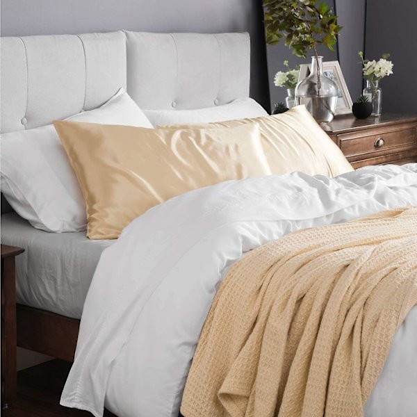 Satin Kuddeöverdrag för Hår och Hud, 2-pack - Standardstorlek Kuddeöverdrag - Satin Kuddeöverdrag med Kuvertstängning Champagne 20 x 29 Champagne 20  x 29