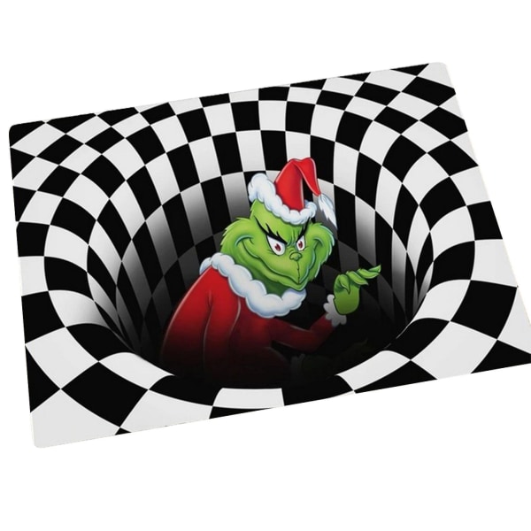 Joulu 3D Illuusio Ovimatto Liukastumaton Lattiamatto Sängyn Viereen Matot Makuuhuoneeseen Olohuoneeseen Lapsille 60X90cmMusta Varastettu Grinch Black Stolen Grinch 60X90cm