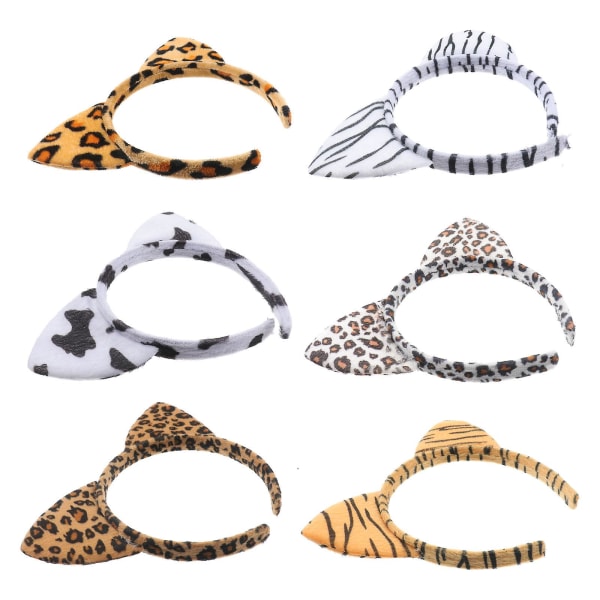 6 stk Jente Hodebånd Safari Dyr Hodebånd Tiger Øre Hodebånd Halloween Katt Ører Hodebånd Tiger HodebåndM M