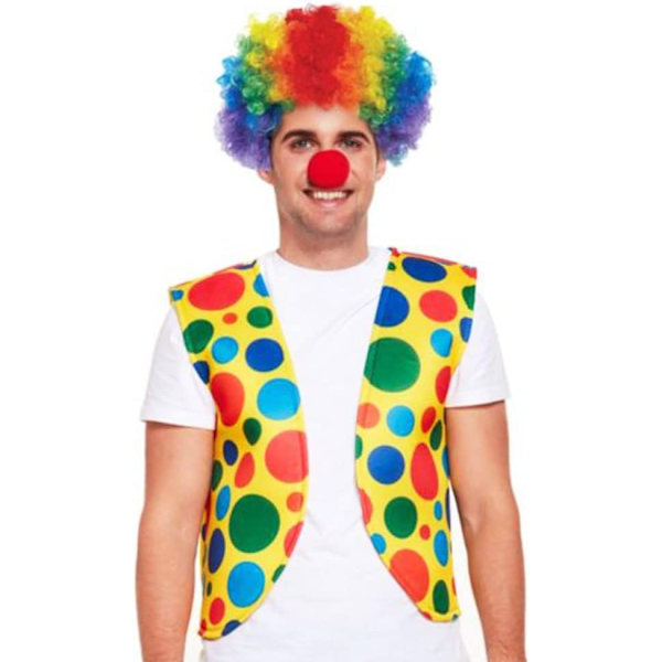 4-pack Clowndräktset - Regnbågsperuk + Clownsnäsa + Clownsväst för Halloween Cosplayfester Karnevaler Klä upp sig Rollspel Favoritföreställning