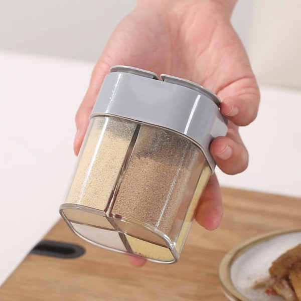 Multifunksjonell krydderbeholder - Bærbar reisecamping krydderbeholder - Krydderdispenser i plast for salt og pepper