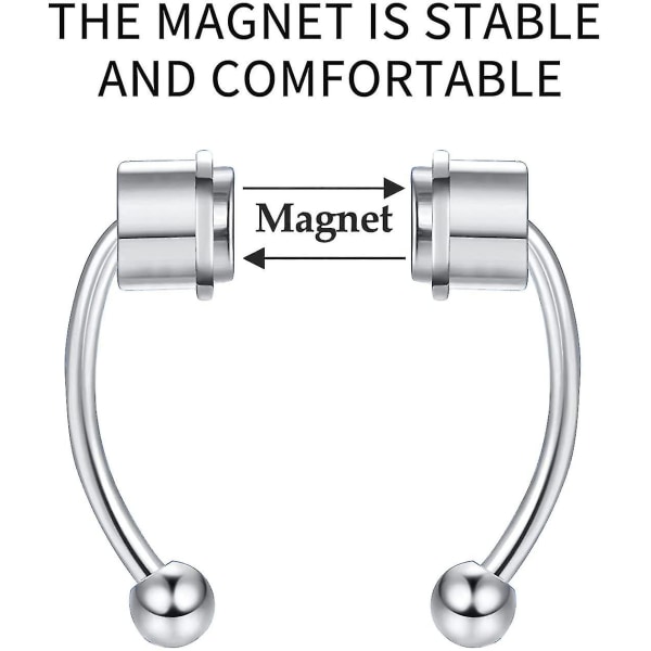 4 st Magnetisk Septum Nos Ring Rostfritt stål Magnet Fake Septum Nos Ring