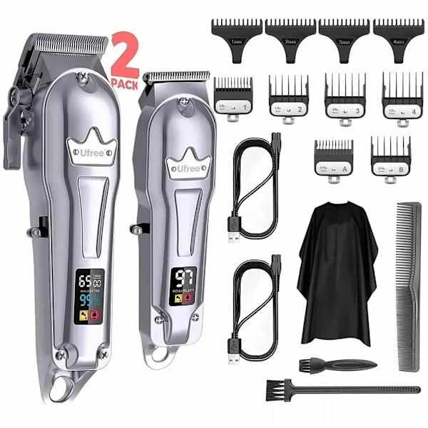 Hårklippar för Män Professionell + Hår & Skäggtrimmer Set, Mäns Grooming Kit, Barberklippar Hårsnitt Set, Rakset Elektrisk
