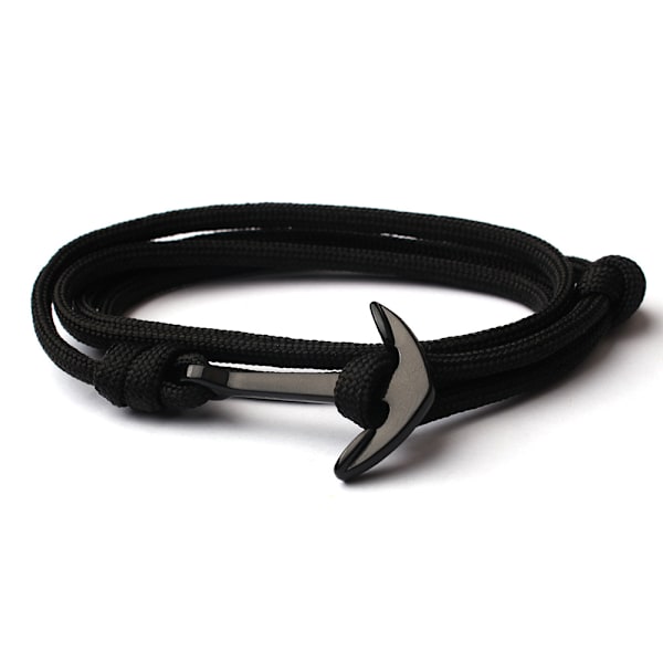 Klassiskt armband för män, svart rep med ankare, modeaccessoar, smycke, present