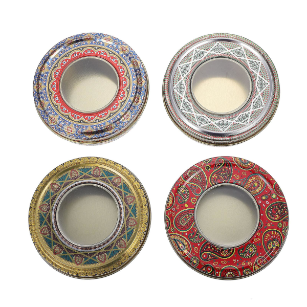 4 st Kakburkar med Lock Metallförvaringsburkar Tekannor Kaffekannor Små Saffransburkar Spannmål Assorted Color 9X9X3CM