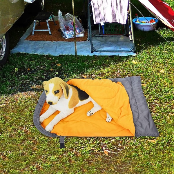 Hundesovepose Vandtæt varm, pakbar hundeseng med opbevaringstaske til indendørs udendørs rejsecamping Vandreture Rygsæk