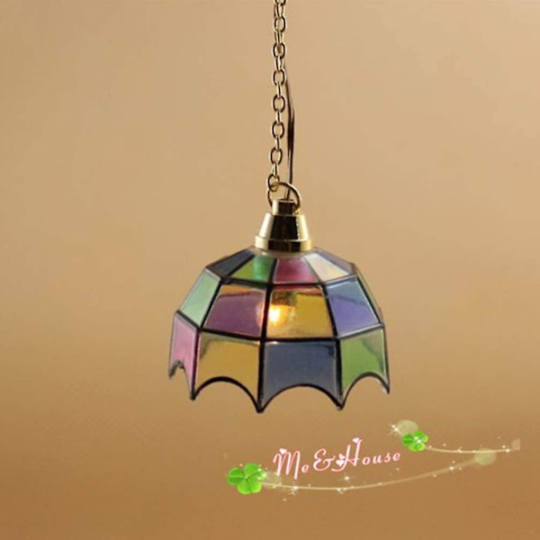Mini Dukkehus Miniatyr Dekor Led Bordlampe Taklampe Batteridrevet Lys Dukkehus Tilbehør (1 stk, Farge)