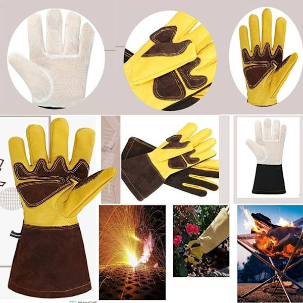 Lange hansker, mykt skinn, komfortable, beskytter hendene dine, egnet for planting hager, utendørs arbeid arbeid forsikring hansker (34 * 13.