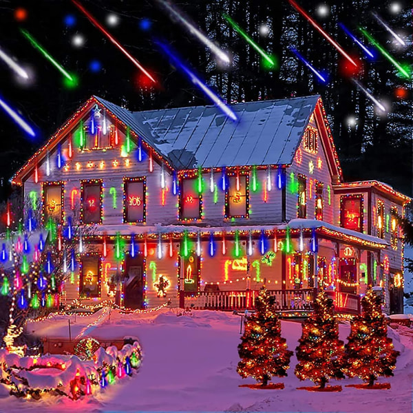 LED Meteor Solar Dusjlys Hage, Vanntett Vanndråpe Fossen Kaskade 30cm 10 Rør 360 LED Dekorative Lyslenker For Fest Ferie Chris