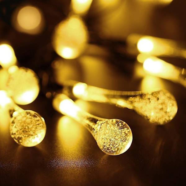 Sol-drivna Dropplampor, Vattendropps-Fairy Lights 20ft 30leds Sol-drivna Vattendropps Vattentäta För Utomhus, Trädgård, Juldekorationer Varmvit Warm White