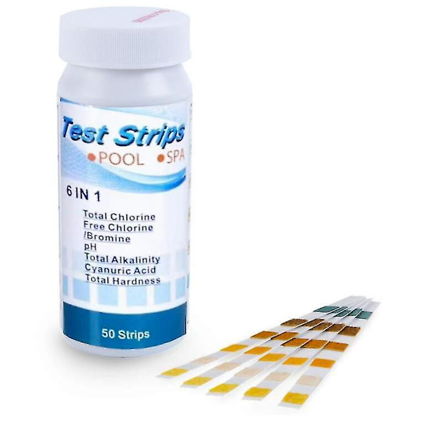 4 Flasker med 6-i-1 pH-vann testpapir 50 Strips/flaske Svømmebasseng Spa Testpapir Resterende Klor pH-verdi Alkalitet Hardhet Teststripe