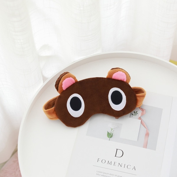 Uutuus Tom Nook -silmäsuojus nukkumiseen, Pesukarhu-silmäsuojus, Superpehmeä ja sileä plyysi (Ruskea karhu)