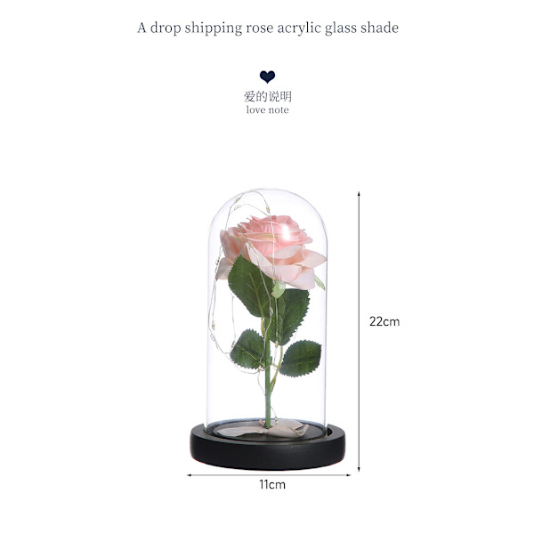 Evighed i glas LED-lys rose Valentinsdag send kæreste atmosfære arrangement lampe skrivebord placeret lys ornamenter