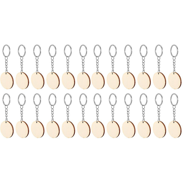100 stk Naturlige Træskiver Nøglering Uafsluttet Træcirkler Med Nøgleringe 100 stk 3,5X3,5X0,35CM 100 pcs 3.5X3.5X0.35CM