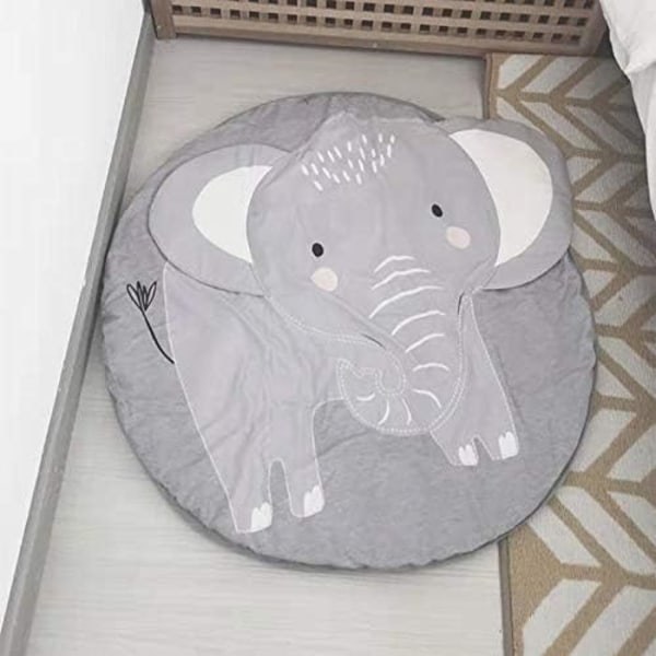 Rund tecknad elefant barnkammare matta Golv Lekmattor Krypmatta Spelfilt för lekrumsdekoration