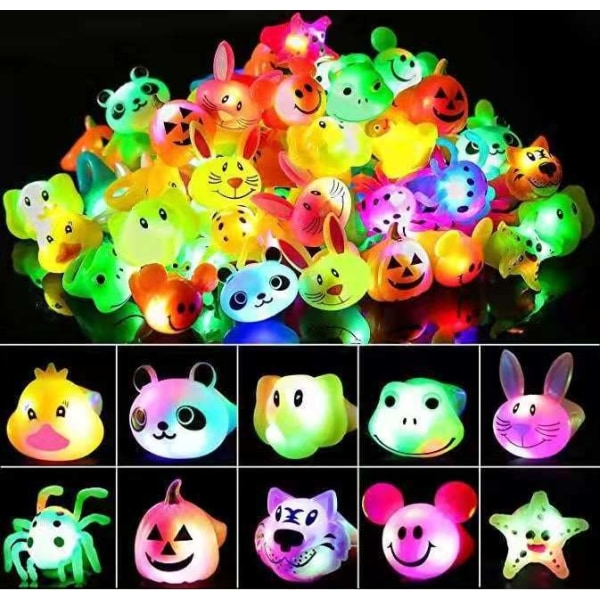 24 Pack LED Light Up  Rings Party Favors For Kids Prizes Box Toys For Birthday Classroom Rewards Treasure Box Prizes Toys Glow Par