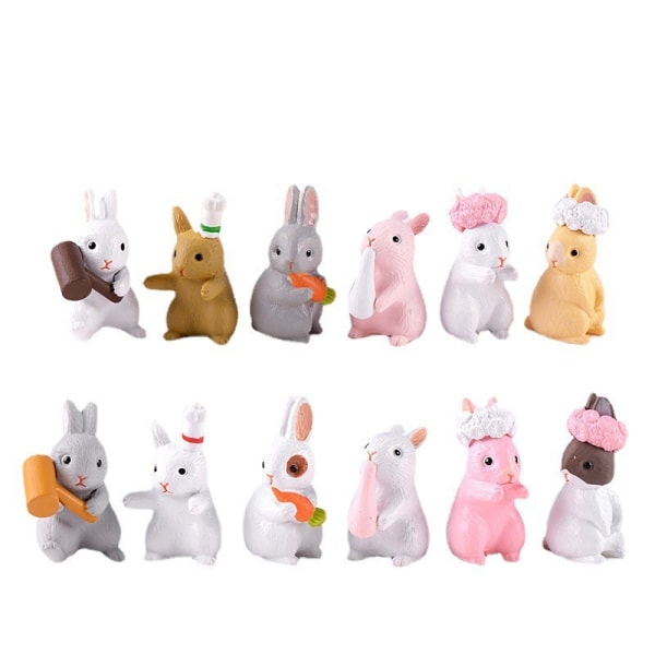 Kaninukke, kanin lelu, kanin set, satupuutarhan koristelu, kakun päällyksen koristelu/12-osainen set