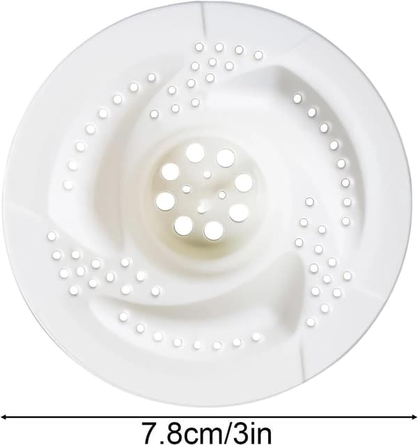 6-pak hårfangere til bruseafløb, hvirveldesign plast afløbsdæksel mod tilstopning til badeværelse, badekar og køkkenvask, hvid, 7,8 cm
