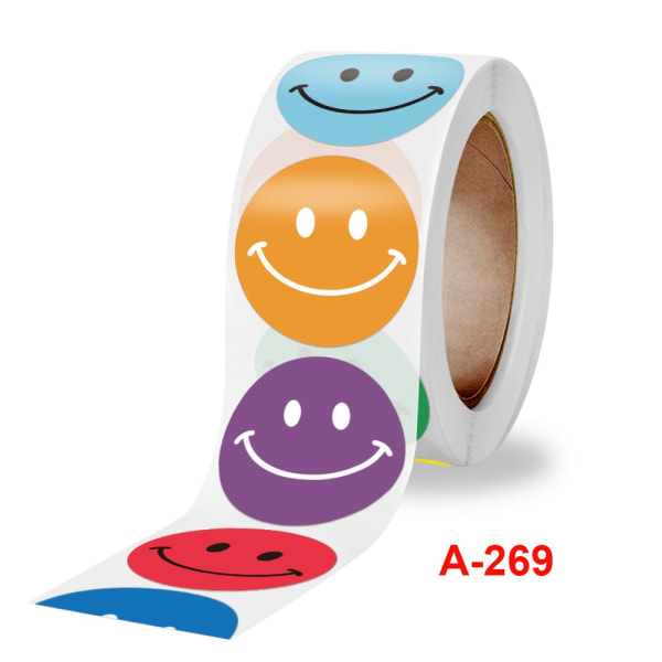 Smiley-klistermærker/rulle til børn Belønningsklistermærke Gule etiketter Etiketter Happy Smile Face-klistermærke til børnelegetøj