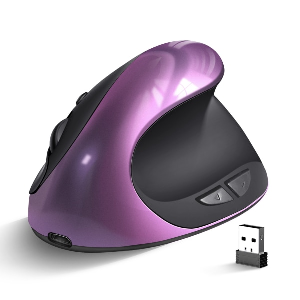 Högerhänt liten mus med 6 knappar 3 justerbar 800/1200/1600 DPI för bärbar dator, stationär, PC, MacBook (lila) Ergonomisk mustråd