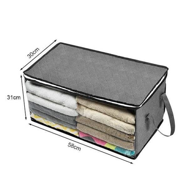 Organiseringsväska för kläder och täcken i ovävd textil, hopfällbar filt- och tröjorganiseringslåda 2-pack