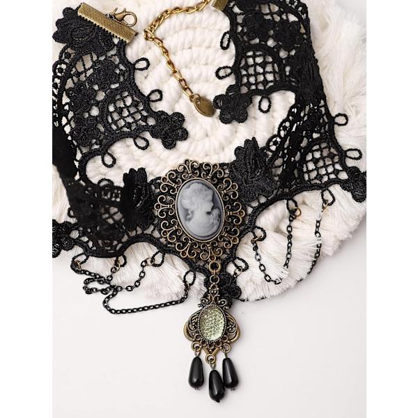 Goottilainen Vintage Victorian Choker-kaulakoru, Musta Sametti Choker, Goottilainen Vintage Koru Lahja Naisille, Joululahja Tytöille, Äidille, Ystäville