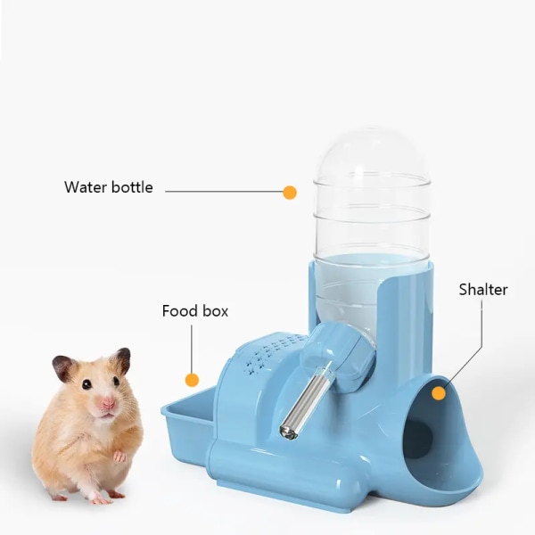 3 i 1 hamstervandflaske Drypfrit smådyrsvandflaske Automatisk flaskedispenser med madbeholderbasehytte og skjulested