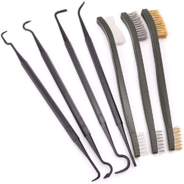 Nylon Wire Brush Set Hakerensendebørste Sett Mini Nylon Wire Børster Messing Rustfritt Stål Wire Brush Liten Wire Brush Plast Håndtak Rengjøringsmiddel (7 Deler