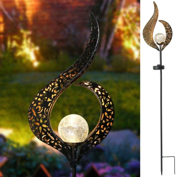 RYI)Solcellelampe med Flammedesign - Havedekoration - Udendørsbelysning