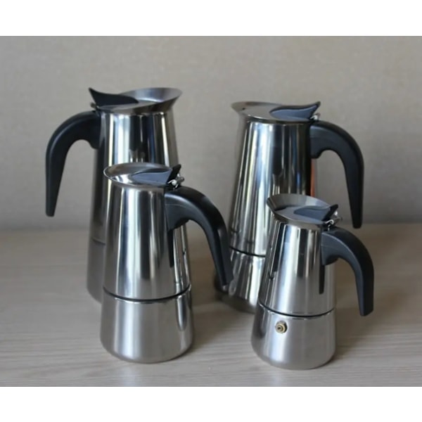 RYI Italiensk kaffebryggare i rostfritt stål för espresso 2/4/6/9 KOPPAR Kompatibel med gas, glaskeramik och elspis. 6 Koppar 300ML