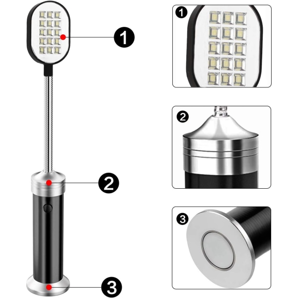 2-pak Dobbeltsidig BBQ Grill Lys 30 LED Magnetisk 360 Grader Justerbar Vanntett Utendørs Grill Lys