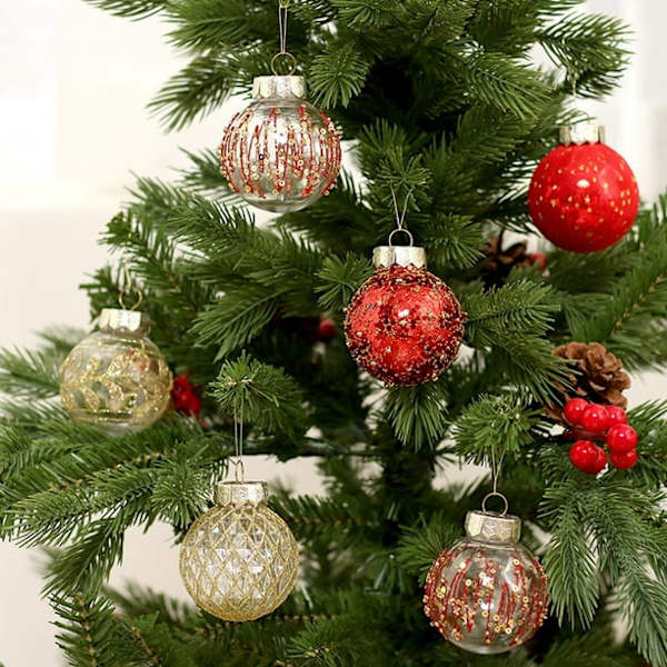 Julgranskulor, 25 st, Plast, Oslåbara, Färgade och Glittrande, Julgransdekorationer, Festdekoration