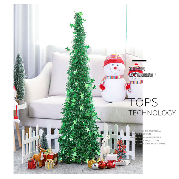 5 fod Pop Up juleglittertræ med stativ, smukt sammenklappeligt kunstigt juletræ til julepynt
