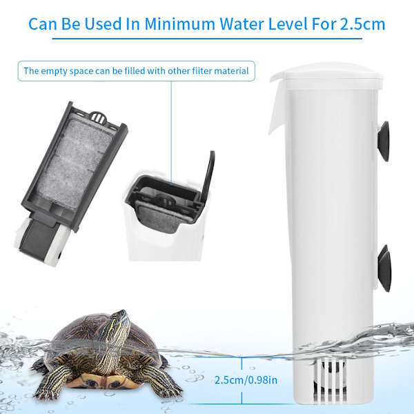 Akvarium Fisk Skildpadde Tank Filter Ultra Stille 3W Dobbelt Vandniveau Filtration Rens Vandkvalitet
