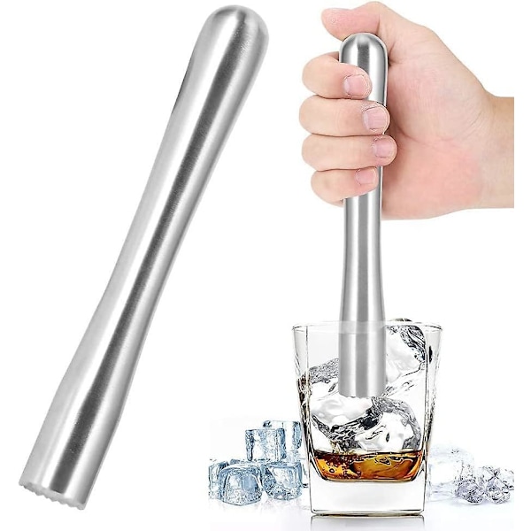 Cocktail Muddler, Cocktail Stirrere Lime Muddler Rustfrit Stål Drink Muddler Cocktail Mixer Frugtmoser Citron Hammer Muddler Bar Værktøj (1 stk, Sølv)