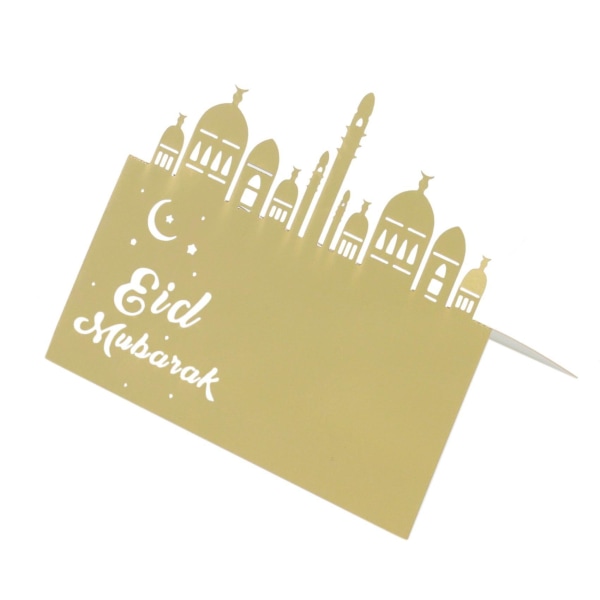 100pcs Eid Mubarak Eid Three-dimensional Beautiful Card Lasers Hollow Card Moon Festival Card B