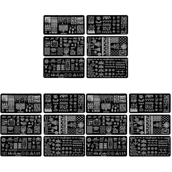 18 st julstämplar för nagelkonst - Stämplingsplattor för nagelkonst - Schabloner - 18 st - 12x6x0,1 cm 18 pcs 12x6x0.1cm