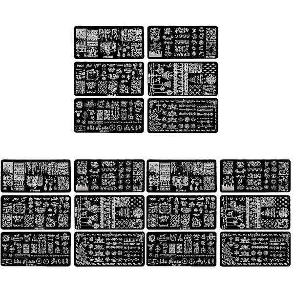 18 stk. Jule-Stemplingsplader til Neglekunst Stemplingsplader Neglekunst Stempler Skabeloner 18 stk 12x6x0,1cm 18 pcs 12x6x0.1cm