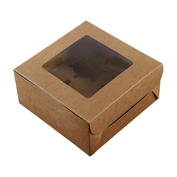 10 stk 4-roms Kraftpapir Cupcake-boks Dessertbeholdere Bakeri Kakebærere For Hjem Dessertbutikk 1 stk 15,5 * 15,5 * 7,5 cm 1 pc 15.5*15.5*7.5cm