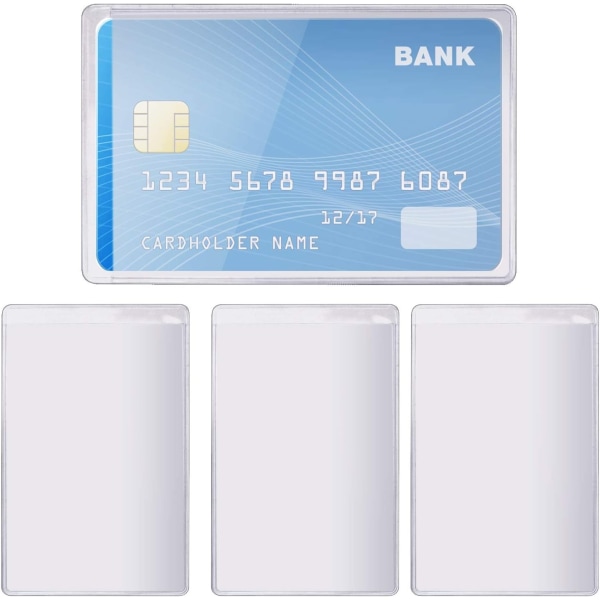 Läpinäkyvät luottokorttiholkit, 50 kpl luottokorttipidikkeen suojus kirkas vedenpitävä luottokorttisuoja muovinen korttipidike vakuutusta varten