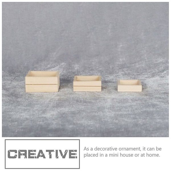 3 stk. Miniature Legetøj Mini Møbler Legetøj Kurv Legetøj Have Ornament Miniature Vævede KurveLog4.3x3.3x2.1cm Log 4.3x3.3x2.1cm