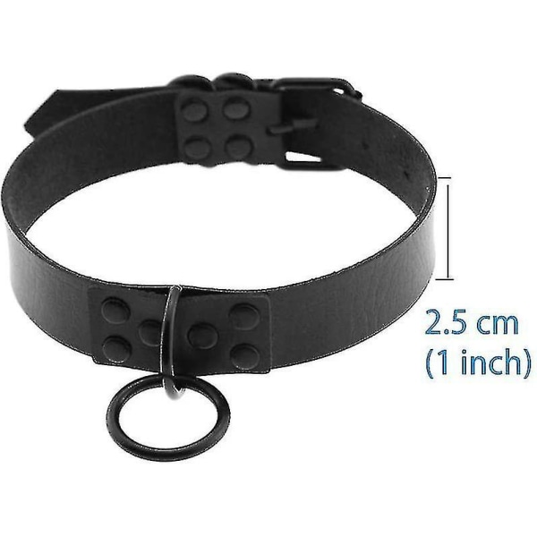 Læder Halskæde Cirkel Kvinder Læder Choker Metal Ring Choker