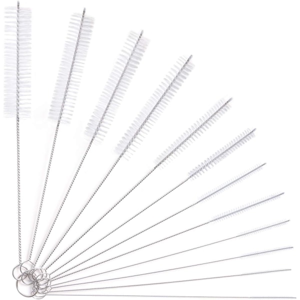 Slangrengöringsborste 12st Kit, Slangrengöringsborste för glasflaska baby Vattenkokare Tangentbord, slangrengöringsborstar (vit)